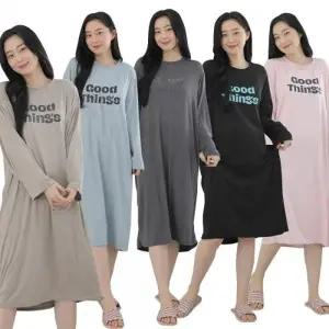 여성 원피스 잠옷 굿씽 사방 스판 롱원피스 오버핏 빅사이즈 봄 주니어 학생 실내복 홈웨어 파자마