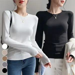 긴팔 따뜻한티셔츠 여성긴팔티셔츠 간절기 따뜻한 베이직티셔츠 겨울긴팔티셔츠