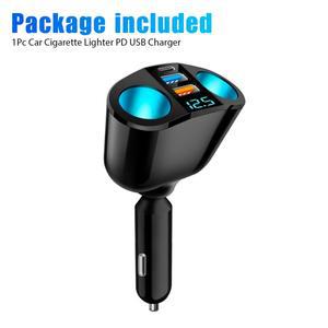 12V 듀얼 PD USB 120W 차량용 시거잭 소켓 스플리터 전원 어댑터 충전기 연장 컨버터