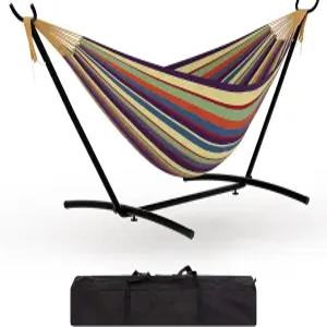 가비라이프 즉석 설치 2인용 해먹 강화 스틸 프레임 포함 u2013 정원 캠핑 및 해변용 휴대용 야외 라운지