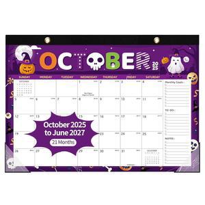책상 달력 2026, 2025년 10월부터 2027년 6월까지 21개월간 운영되는 대형 사이즈 17인치 X 12인치 월정일 데스크탑 플래너 홈 클래스룸 학교 사무실 작업 목록
