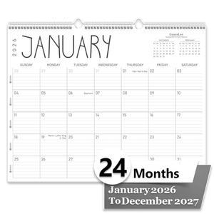 2026-2027년, 2026년 1월부터 2027년 12월까지 24개월 22인치 x 17인치 월 캘린더, 두꺼운 종이로 매달린 대형 데스크톱 플래너, 홈 스쿨 오피스를 위한 규칙적인 블록