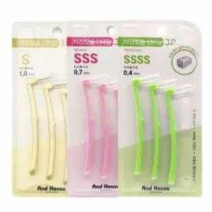 [콩심팥심]치간세정용 L타입 칫솔 3P 일회용 치실 치간 청결도구