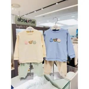 [압소바](본점)[압소바 26년SS임신출산백일돌쌍둥이선물]토모 상하복 2벌 세트 (A1113004Q/C) 크림+블루