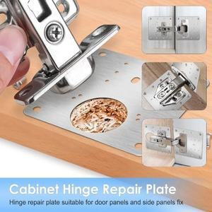 24/4set 스테인레스 스틸 서랍 수납장 경첩 수리 플레이트 키트 홈 주방 찬장 가구 구멍이 도어 장착