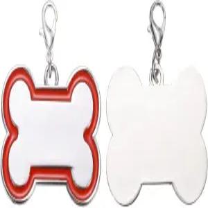 메카닉스티 2세트 애완동물 ID 태그 뼈 모양 45x30mm 금속 개인 맞춤 각인 양면 빈 스탬핑 용품 반려견