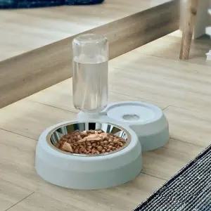 반려견용 사랑스러운 옷 내 강아지 반자동 급식기 논슬립 2구 식사 용품 (WFKD3QF)