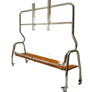 이동식 TV거치대 스테인리스 스탠드 원목선반 복유럽 디자인 옷걸이형 멀티 행거형 티비스탠드