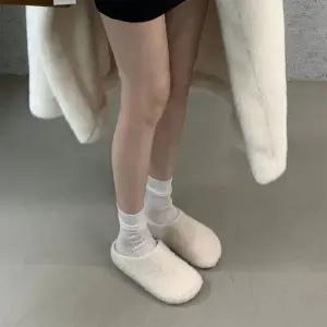 [옷자락]여성 덤블 방한털슬리퍼 심플 퍼안감 겨울용 슬리퍼