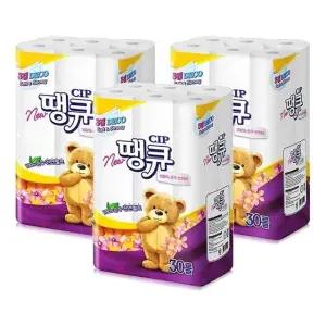 프리미엄화장지 3겹 30롤 대용량 3팩 화장실용 가정용화장지세트 (WFKC4PU)