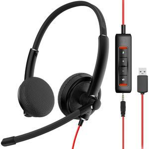 NUBWO HW01 USB 헤드폰/노트북용 마이크 소음 제거 기능 3.5mm 컴퓨터 헤드셋 경량 PC 유선 헤드폰