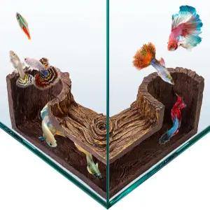 피쉬노쉬 아쿠아리움 동굴 나무처럼 보이는 BPA 프리 어항 모퉁이 수족관용 5. x 2 2.7 물고기 은신처 구피