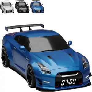 하이퍼 자동차 알람 시계 현실감 넘치는 엔진 및 조명 효과 크리스탈 클리어 LED 디스플레이 화면이 있는