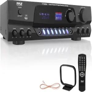 Pyle 200W 가정용 오디오 파워 앰프 - AM/FM 튜너가 장착된 스테레오 수신기 에코가 2 마이크 입력 디지털
