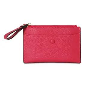 고품질 카드지갑 컬러 미니 가죽 지퍼 선물 심플 핑크 카드중지갑 (WFKDXYP)