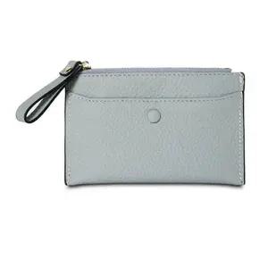 고품질 카드지갑 컬러 미니 가죽 지퍼 선물 심플 그레이 카드중지갑 (WFKDXYW)