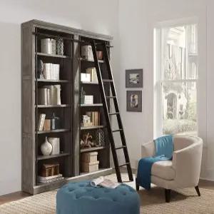 마틴 가구 8피트 높이의 책장 벽 사다리 수납 정리함 사무실용 진열대 회색
