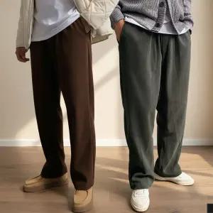 비비오 골덴 코듀로이 겨울 기모 세미와이드 팬츠 (6color 4size) 빅사이즈 밴딩 바지남자트레이닝 스？？ 스