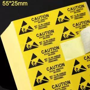 ESD 경고 라벨 주의 접착 스티커 정전기 방지 차폐 가방 ESD 차폐 가방 25mm x 55mm 200 개