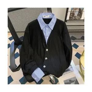 솔저스2 남성 가짜 투피스 셔츠넥 스웨터 가을 겨울 카디건슬림핏 OPH4