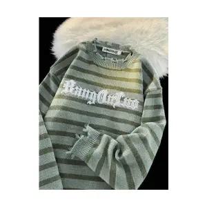 키체샵 남성 라운드넥 니트 스트라이프 가디건 가을 겨울 커플룩 상의 코트 HO4