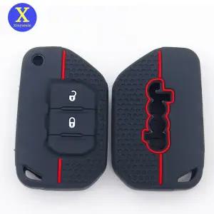 신유신 실리콘 리모컨 키 케이스 커버 백 지프 랭글러 JK 글래디에이터 2버튼 플립 폴딩 키 쉘 포브 자동차