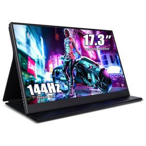 ZSCMALLS 휴대용 모니터 17.3인치 144Hz 1080P FHD 게이밍 USB-C HDMI 컴퓨터 디스플레이 HDR IPS 노트북 스크린 익스텐더 PC 맥 폰 PS3 4 /5 Xbox용 스마트 커버 /스피커 포함