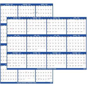 2026 드라이 지우기 캘린더 u2013 대형 연간 월 2026, 38.2'' x 25.2'', 양면 리버서블 수직/수평, 2026년 1월 u2013년 12월, 메모, 스티커가 있는 - 파란색