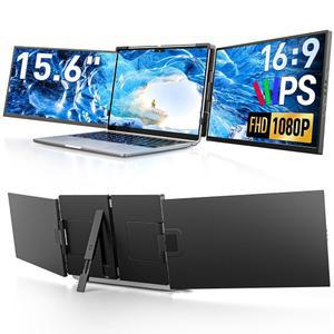 Dopesplay 노트북용 15.6인치 스크린 익스텐더, FHD 1080P IPS 휴대용 모니터, 윈도우, 맥, 안드로이드, 크롬 13-17인치 노트북과 호환되는 트리플 듀얼 노트북 확장 모니터