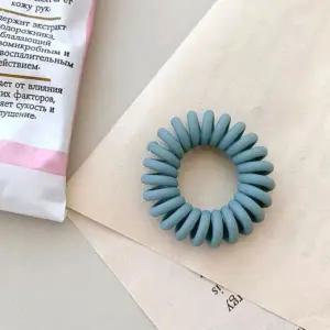 [셀러에이드]꼬임방지 파스텔 전화선 스프링 헤어끈 라이트블루