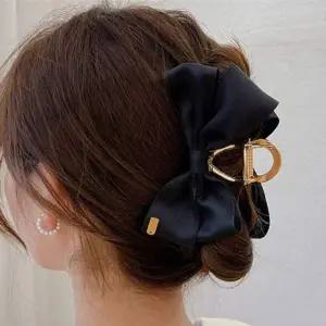 [셀러에이드]여성 리본 집게핀 헤어핀 골드 새틴