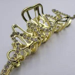 [셀러에이드]골드 집게핀 큐빅 웨이브 올림머리핀