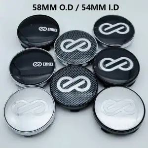 4개 O.D 58MM I.D 54MM 자동차 휠 센터 캡 ENKEI 로고 엠블럼 배지 포함 림 허브캡 커버 휠 허브 뚜껑 교체