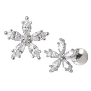 [미니아트] 써지컬 스틸 펜타스 큐빅 꽃 패션 피어싱 한쪽