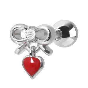 [미니아트] 써지컬 스틸 하트 리본 패션 피어싱 한쪽