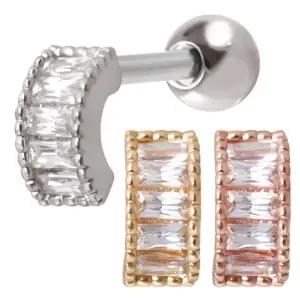 [미니아트] 써지컬 스틸 바케트컷 커브 스틱 패션 피어싱 한쪽