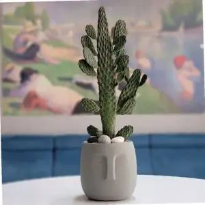 얼굴모양 세라믹 인테리어 화분 그레이