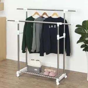 이동식행거 바퀴고정 홈라이프 선반행거 2단 가정잡화 행거 헹거 옷걸이행거 이동식행거 가정잡화l