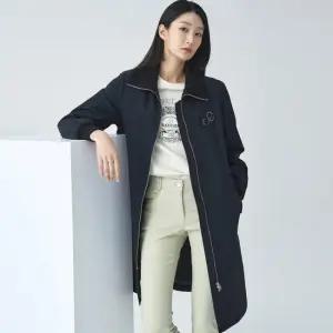 [지센] 여성 신클라우드 니트카라 롱 점퍼 LCCAO122_BK