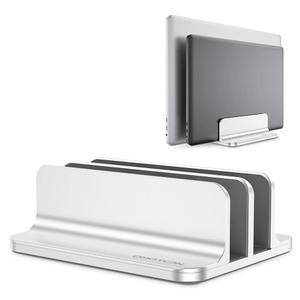 OMOTON 버티컬 노트북 스탠드 [업데이트된 더블 버전], 도크 크기 조절 가능한 데스크탑 알루미늄 맥북 스탠드, 모든 맥북, 서피스, 크롬북 및 게이밍 노트북(최대 17.3인치)에 맞습니다(실버)