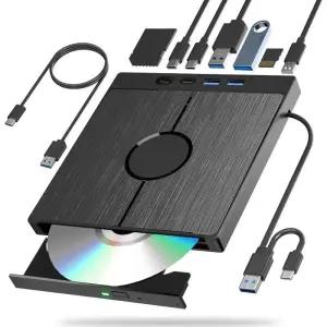 CD롬 플레이어 7-in-1 외부 CDDVD 드 USB 30 Type-C DVD Bruner Latptop PC 윈도우 781011 Linux MacOS 호