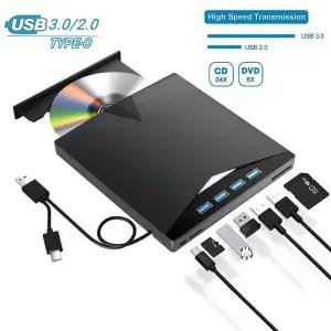 CD롬 플레이어 노트북용 7 in 1 USB 30 C 외장 CD DVD 드 휴대용 CDDVD ROM 버너 디스크