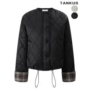 [탱커스]여성 체크 배색 퀼팅 집업 패딩 자켓_P414728826