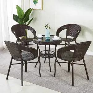 야외 라탄테이블 테라스 티테이블 원형 테이블 원목