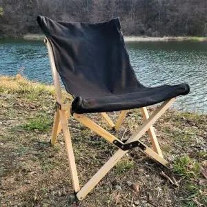 캠핑의자 캠핑 원목 우드 로우체어(블랙)