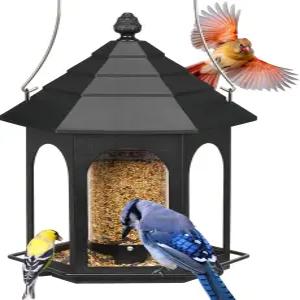 야외용 킹야드 금속 새 모이통 3파운드 시드 가든 카디널 핀치 블루버드용 야생 채우기 쉽고 청소하기 쉬운