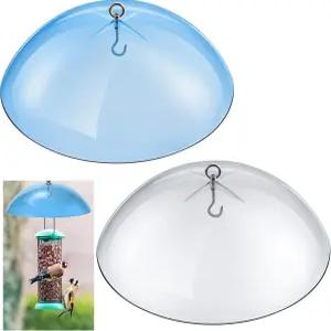 10인치 다람쥐 배플 플라스틱 새 모이통 보호 커버 씨앗을 걸 수 있는 후크가 달린 돔 비 방지맑음 파란색