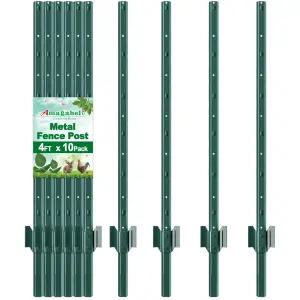 아마가벨리 가든 홈 메탈 펜스 4피트 10팩 헤비 듀티 노 디그 U 포스트 와이어 임시 안전 플라스틱 메쉬