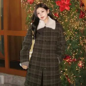 [케네스레이디](대전신세계)[BYLYNN] [케네스레이디]퍼 카라 체크 자켓 EWCJPK0100