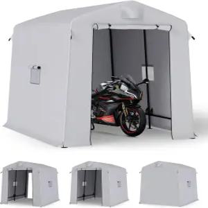 아웃맥스 휴대용 야외 보관 창고 롤업 지퍼 도어가 있는 6×8×7피트 보관소 오토바이 텐트 정원 파티오